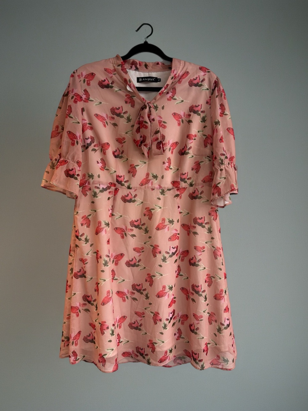 Allegra K Pink Floral midi dress women’s XL